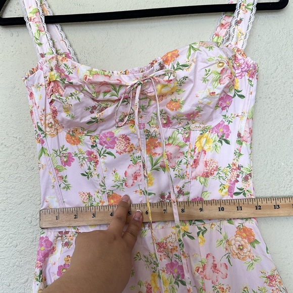 House of CB Rosalee Pink meadow Floral Stretch Cotton Petticoat Dress NWOT sz XS - Picture 7 of 9